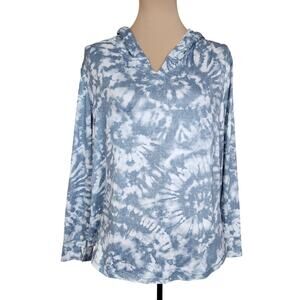 Jaclyn Intimates Blue Tie Dye Large Long Sleeve Hoodie